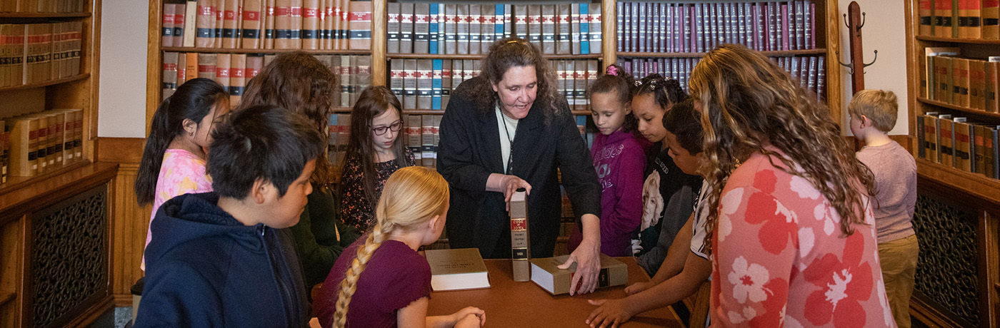 students at the library in the state capitol